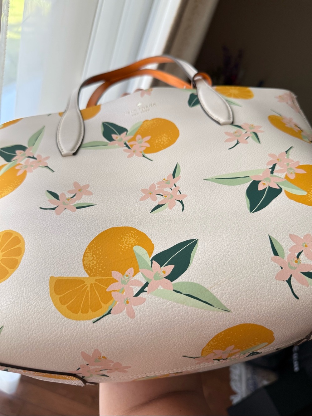Kate Spade Citrus Blossom Tote Bag - White/Orange - Picture 5 of 9